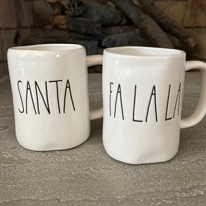 Brand new Rae Dunn 2pc Christmas coffee mug Santa & FaLaLa set